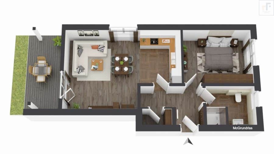 Ensemble Acht – Schrobenhausen - 3D Grundriss Wohnung
