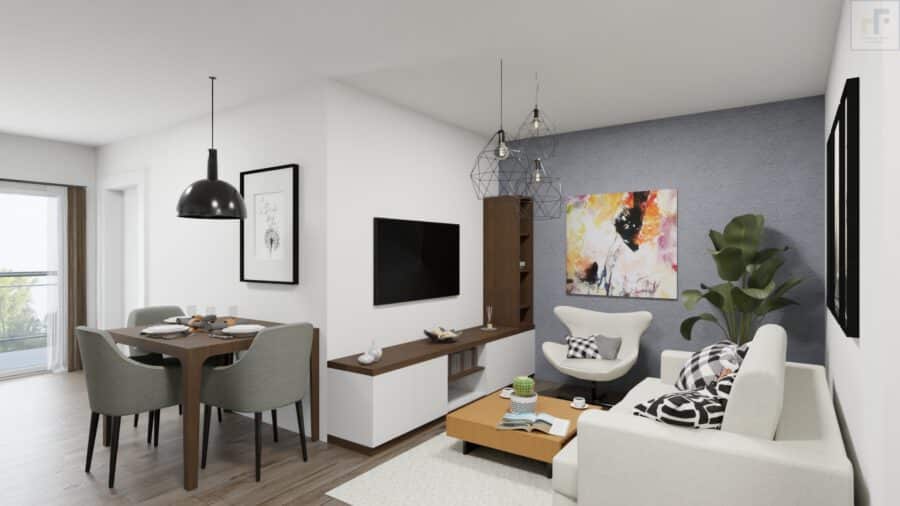 Zukunftssicheres Investment trifft modernen Premium-Wohnkomfort - Rendering Wohnen
