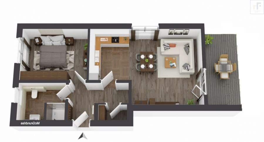 Zukunftssicheres Investment trifft modernen Premium-Wohnkomfort - 3D Grundriss Wohnung 5