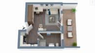 Ingolstadt – großzügige 1-Zimmer OG-Wohnung mit Balkon, KfW 40 EH QNG, 10 % AfA, Soner-AfA - 3D_Grundriss