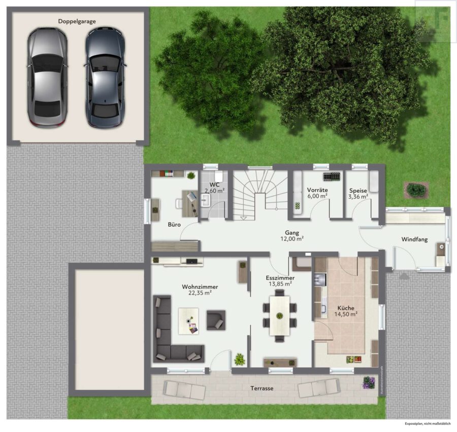 Viel Platz für die ganze Familie: Großes Einfamilienhaus mit 2 Garagen, Werkstatt & Garten! - Grundriss Erdgeschoss